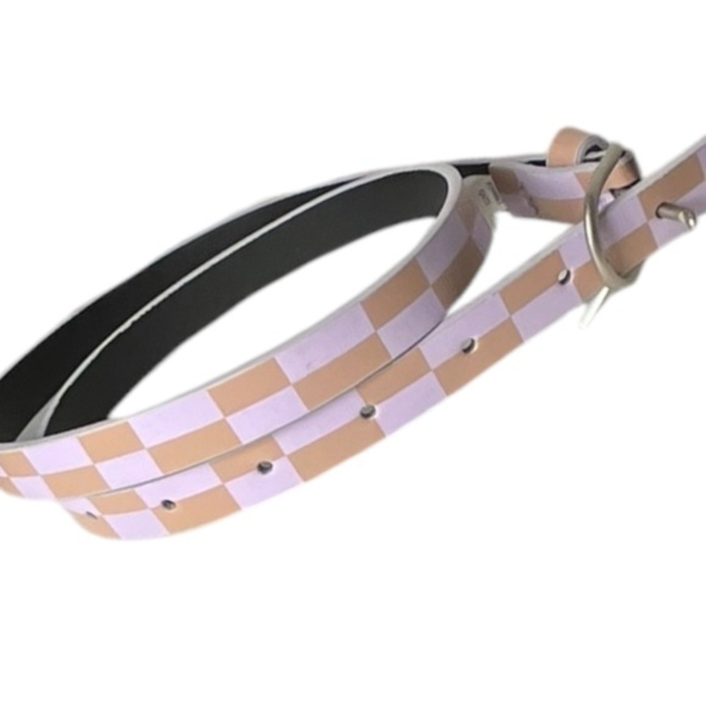 Checkered lavender brown belt‎